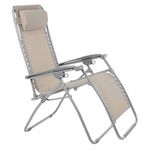 Azuma Zero Gravity Reclining Relaxer Chair Multi Position Garden Outdoor Patio Sunlounger (Texteline Simply Taupe)