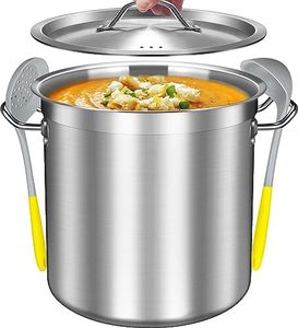 Falaja Large Stock Pot Set- 20 Quart - Include Silicone Ladle, Slotted Spoon and Spatula - Stainless Steel Cooking Pot, Soup Pot with Lid, Big Pots for Cooking, Induction Pot Stew Pot Pozole Pot