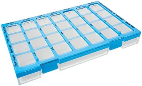 Ezy Dose 4-Times-A-Day Weekly (7-Day) Pill and Vitamin Organizer │ Pill Planner│ Large Compartments