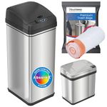 iTouchless 13 Gallon and 2.5 Gallon Automatic Touchless Sensor Kitchen Cans with Odor Control System, Stainless Steel, includes 10 Premium Bags