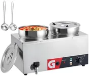 GarveeTech GarveeTech Commercial Soup Warmer 2X7.4QT - Stainless Steel Buffet Bain Marie, 86-185℉ Adjustable Temp, Anti-Dry Burn, Reset Button, 1200W Electric Food Warmer for Restaurant