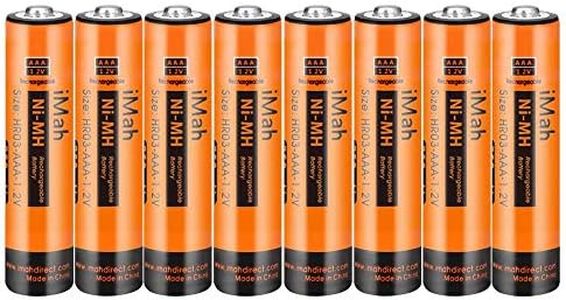 8-Pack iMah 1.2V 750mAh Ni-MH AAA Rechargeable Batteries for Panasonic Cordless Phone Also Compatible with BK30AAABU BK40AAABU HHR-55AAABU HHR-65AAABU HHR-75AAA/B HHR-4DPA/4B BT205662 and Solar Lights