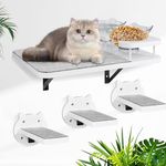 Cat Wall Shelves, Cat Shelves and Perches for Wall, Cat Shelves Wall Mount, Cat Wall Furniture with 3 Cat Wall Steps, Cat Climbing Shelf Cat Scratch Post, Cat Wall Shelf with 2 Cat Food Shelf