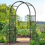 COSTWAY Garden Arch with Metal Frame, Decoration Trellis Stand for Rose Vines Climbing Plant, Wide Patio Arbour for Walkway Path Lawn Backyard Party Ceremony Wedding (Steel, 121x44x218cm)