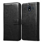 Casotec Flip Cover for Samsung Galaxy J4 | Premium Leather Finish | Inbuilt Pockets & Stand | Flip Case for Samsung Galaxy J4 (Black)