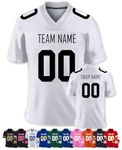 FwSYouMAI Custom Football Jersey Men Women Kid Personalized Printed Teamname Number Customized Shirts Sport Uniform-14 White Black