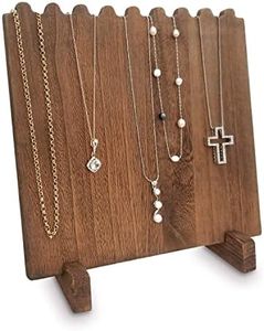 MOOCA Portable Wooden Plank Necklace Jewelry Stand for 8 Necklaces, Necklace Stand, Wood Plank Necklace Display Stand, Necklace Storage Holder, Jewelry Display Stand, Brown Color