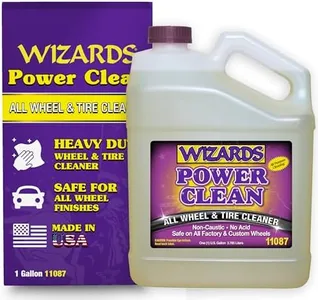 Wizards Power Clean Wheel and Tire Cleaner - Non Caustic and No Acid Biodegradable Interior Cleaning Supplies - Safe on All Kinds of Wheels - Dissolves Grease, Brake Dust and Road Grime - 1 Gallon