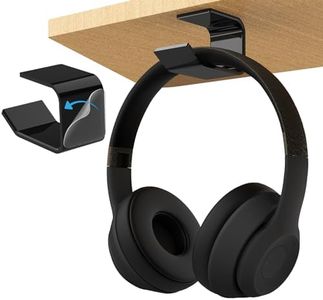 Geepen Under Desk Mount Headphone Holder, Headphone Stand Hanger, L-Shape Headset Holder Organizing Hook Black