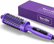 Terviiix 1.77 Inch Thermal Brush, Double MCH Ceramic Hot Brush Tourmaline Ionic 2 in 1 Heated Hair Curling Wand Brush, Digital Display 9 Temperatures Curling Iron Dual Voltage for Long Hair