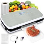 Vacuum Sealer by NutriChef | Automatic Vacuum Air Sealing System for Food Preservation w/Starter Kit | Compact Design | Lab Tested | Dry & Moist Food Modes | Led Indicator Lights (Silver)