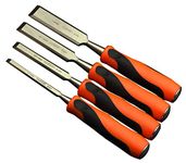 Harden 4 Pcs Professional Wood Carving Chisel Set - CRV Steel, Sharp, Ergonomic Handle - 6mm, 13mm, 19mm & 25mm