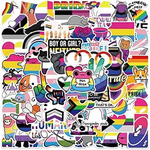 Gutickodec 100 Pcs Gay Pride Stickers Colorful Rainbow Stripe Sticker for LGBT, Lover Decals for Hydroflasks Water Bottle Laptop Guitar