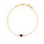 14k Solid Gold Heart Bracelet,14k Yellow Gold Mini Heart Chain Bracelets for Women,Red, Navy Blue with Diamond Bracelet,Women's 14k Gold Jewelry,Gift for Birthday, Gold, Cubic Zirconia