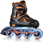 2PM SPORTS Torinx Inline Skates for Kids Boys Girls Ages 5-8 8-12 4-6 6-12 with Light Up Wheels, Adjustable Kids Roller Skates Blades for Adults Men Women Beginners Youths Orange