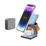 Wireless Charging Station for iPhone Foldable Charger Stand Magsafe Portable Chargeur Sans Fil Fast Qi Wireless Charging Dock 3in One for Apple Watch/Airpods Pro,Phones,for Travel[Gray]