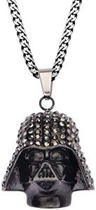 Star Wars Darth Vader Black Gem Pendant Necklace, One Size, Stainless Steel, Cubic Zirconia