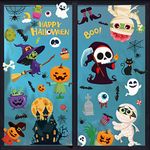 9 Sheets Halloween Window Stickers,Halloween Window Decorations Cling Decals,Halloween Window Stickers Reusable,Double Sided Cute Cartoon Halloween Window Clings Monster Witch for Kids