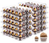 NPLUX 24 Count Mini Cupcake Containers 15 Pack Cupcake Holder with Detachable Tall Dome Lids Mini Plastic Stackable Cupcake Boxes for 360 Cupcakes, BPA Free