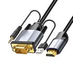 baolongking VGA to HDMI Cable, Gold Plated 1080P VGA to HDMI Adapter Wire, VGA Output to HDMI Input Converter Cord for Desktop, Laptop, Projector, Monitor, HDTV, Xbox (3m)