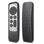 FINTIE 2-in-1 Protective Case for 2021 Apple TV Siri Remote and Apple AirTag - Lightweight Anti Slip Shockproof Cover for Apple TV 4K / HD Siri Remote Controller (2nd Generation), Black