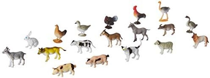 Click N' Play Mini Farm Animal Toys- 60 Piece Realistic Plastic Farm Animals for Toddlers, Ranch/Barnyard Animal Toy Figures, Includes Sheep, Horse, Goat, Duck, Chicken, Cow, Pig, and More! 