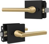 Mega Handles - Prime Privacy I Lever Door Lock Handle for Hallway, Closet and Bathroom I Keyless Door Lock I Fits All Standard Door Sizes I Matte Black/Satin Brass (1 Pack) Covered Screws, 5"