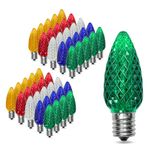 MEILUX 50 Pack C9 Strawberry Christmas Bulbs Multicolor, E17 Base Edison LED Light Bulbs Waterproof Replacement Bulbs Outdoor String Lights Vintage LED Filament Bulb Led Christmas String Decoration