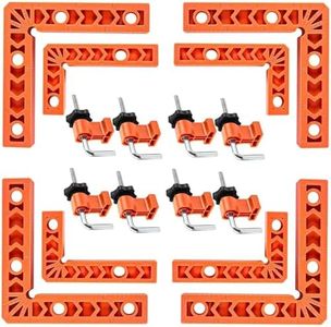 MYLEUS 8Pcs 3" 4" 90 Degree Positioning Squares, 8Pcs Locking clamp,Right Angle Corner Clamps for Woodworking, Picture Frames, Boxes, Cabinets or Drawers,Carpenter Tool