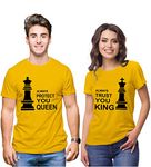 Hangout Hub HH2 Men & Women T-shirt | Cotton Couple Tshirts | Always Protect (Yellow;Men M;Women S) for Lovers | Printed | Round Neck T-Shirt | Pack of 2