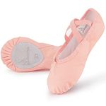 Soudditur Girls Ballet Shoes Women Cotton Canvas Pink Ballet Slippers Yoga/Gymnastic/Dance Split Sole Flats, 9.5 M US Little Kid