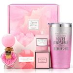 Birthday Gifts for Women, Christmas Gifts for Women, Best Friend Gifts Women, Spa Gifts Women, Tumbler, Bath Salt, Soap, Scented Candle, Gift Baskets For Women Who Have Everything, Pink