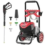 POWERWORKS Electric Pressure Washer,2200 PSI 2.3 GPM Power Washers,14-Amp Brushless Pressure Washers for Car Garden Cleaning with 25ft High Pressure Hose and 5 Nozzles(PWMA Certified)