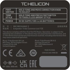 TC Helicon MIC MECHANIC 2 Vocal Effects Stompbox – Reverb, Echo, Pitch Correction, Battery-Powered
