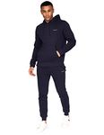 Crosshatch full tracksuit Hooded Fleece Sweatshirt Zip Up Hoodie Jacket Sweatpants Joggers by Jeanbase Navy L