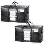 TAILI Extra Large Moving Bags, Heavy Duty Totes for Storage with Visible Window, Storage Contrainer for Space Saving Moving Storage, Alternative to Moving Boxes (Black, 2 Pack)