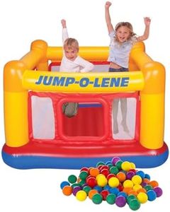Intex Inflatable Jump-O-Lene Indoor Outdoor Bounce House Toddler Ball Bit Castle Play Set with 100 Small Plastic Balls for Kids 3 to 6, Multi-Collor