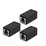 Techrum 3 Pack RJ45-Coupler, Cat7 Cat6 Cat5 Ethernet-Coupler RJ45 8P8C Network Cable Connector Extender Extension Adapter