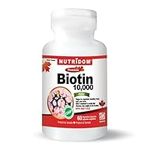 Nutridom Biotin Capsules 10000mcg for Hair Growth, B7-Vitamin Supplements, Supports Healthy Hair, Skin and Nails, Vegan, Non-GMO, Gluten-Free, Dairy & Soy Free (60 Count)