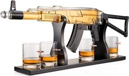 Gun Whiskey Decanter Set - Limited Edition, Silencer Stopper - 710 ml & 4 10.5oz Bullet Glasses - Unique Gift - Drinking Party Accessory, Handmade Gun Liquor Decanter, Tik Tok Gun Decanter, Dad Gift