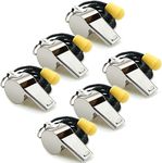 Hipat Whistle, 6 Pack Stainless Steel Sports Whistles with Lanyard, Loud Crisp Sound Whistles Bulk Great for Coaches, Referees, and Officials (6PCS)