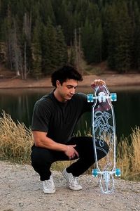 GHOST BOARDS Custom Longboard - Clear Long Boards with LED Wheels and Remote Control for Night Riding - Acrylic Skateboard Delivers Style, Stability, and Smooth Performance - 40" - Astronaut