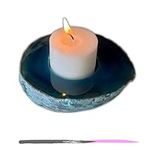 Candle Holder Agate Stone (Teal)