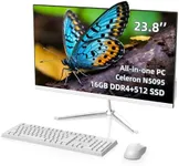 PONKLOIE All-in-one Desktop Computer,Intel Quad-Core N5095 Processor,16GB RAM, 512GB SSD, Dual-Band WiFi 2.4/5.0Ghz & Bluetooth, Windows 11 with All in One Desktop, Includes Keyboard and Mouse Set