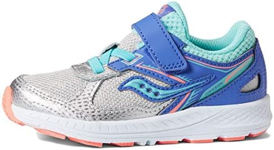 Saucony Unisex Child Cohesion 14 A/C Jr Running Shoe, Silver/Periwinkle/Turq, 9 Wide Little Kid US