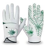 GOuft Premium Spider-Web Unisex Golf Gloves White Edition (Green/White, 22 (Left-Hand))