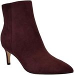 Nine West Women's Sheeba Ankle Boot, Burgundy Suede 600, 8