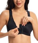 Lemorosy Posture Bra Full Coverage Front Closure Wirefree Unpadded Back Support Underwear(Black,32D)