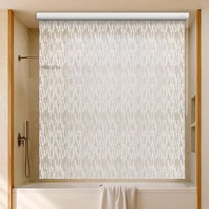 Jakooz Rollup Shower Curtain for Bathroom. Waterproof, 100% PEVA, Heavy Duty Ceiling Mounted Shower Curtain Roller Blind for Bathtub. No Rods, No Hooks, No Rings! (56"x95") (Icicles)