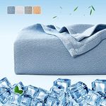 Bamboo Cooling Blankets, Luxear 150*200cm Queen Size Arc-chill Q-Max>0.34 Cool Fiber for Sound Sleep, Lightweight Summer Throw for Hot Sleepers, 100% Bamboo Material All Season Sofa Bed Blanket Blue